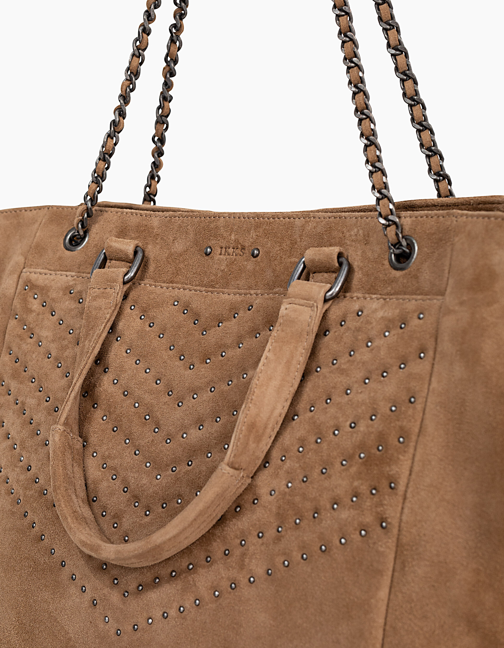 Women's THE SAND 1440 ROCK suede chevron quilted tote bag