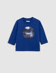 Camiseta algodón orgánico azul lenticular bebé niño-1