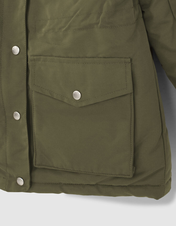 Girls’ khaki 3-in-1 parka, silver reversible bomber jacket-5