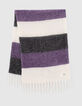 Echarpe noire, écrue, violet motif rayures fille-2