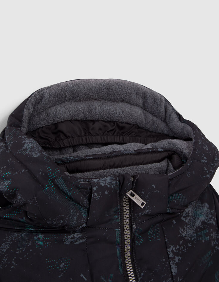 Schwarzer Jungenparka mit Grafikprint-3