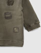 Khaki Sweatshirt mit Army-Stickereien für Babyjungen -5