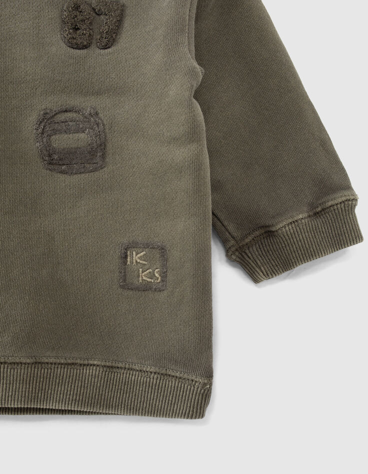 Baby boys’ khaki sweatshirt with army embroidery-5