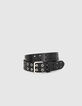 Men's black perforated leather belt-1