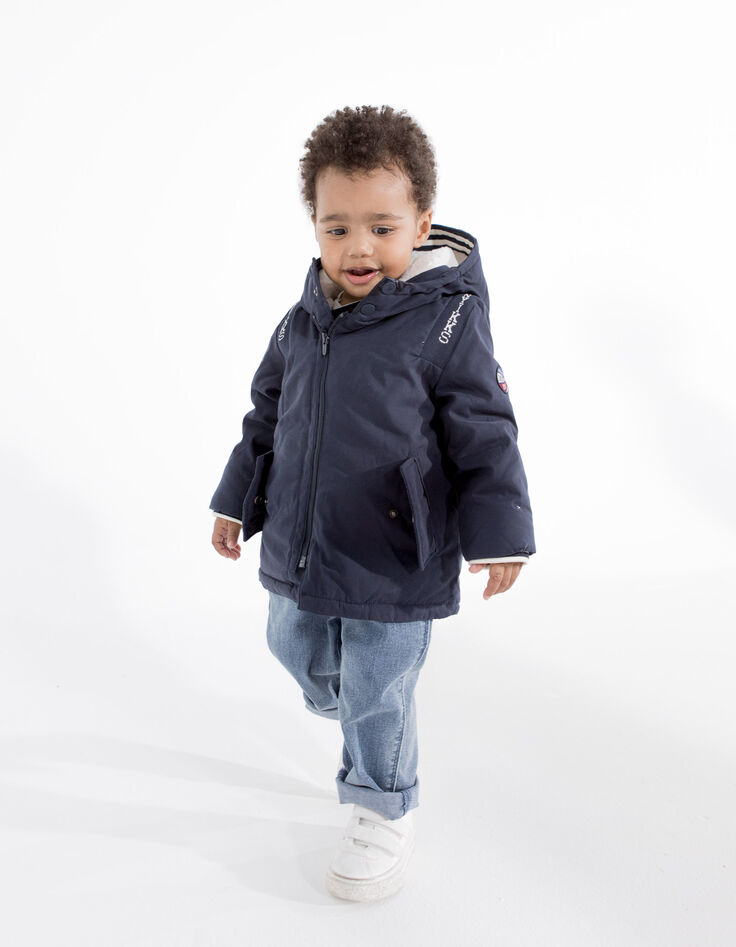 Baby boys’ navy fur-lined hooded parka-2