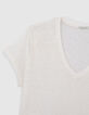 Tee-shirt lin blanc femme-5