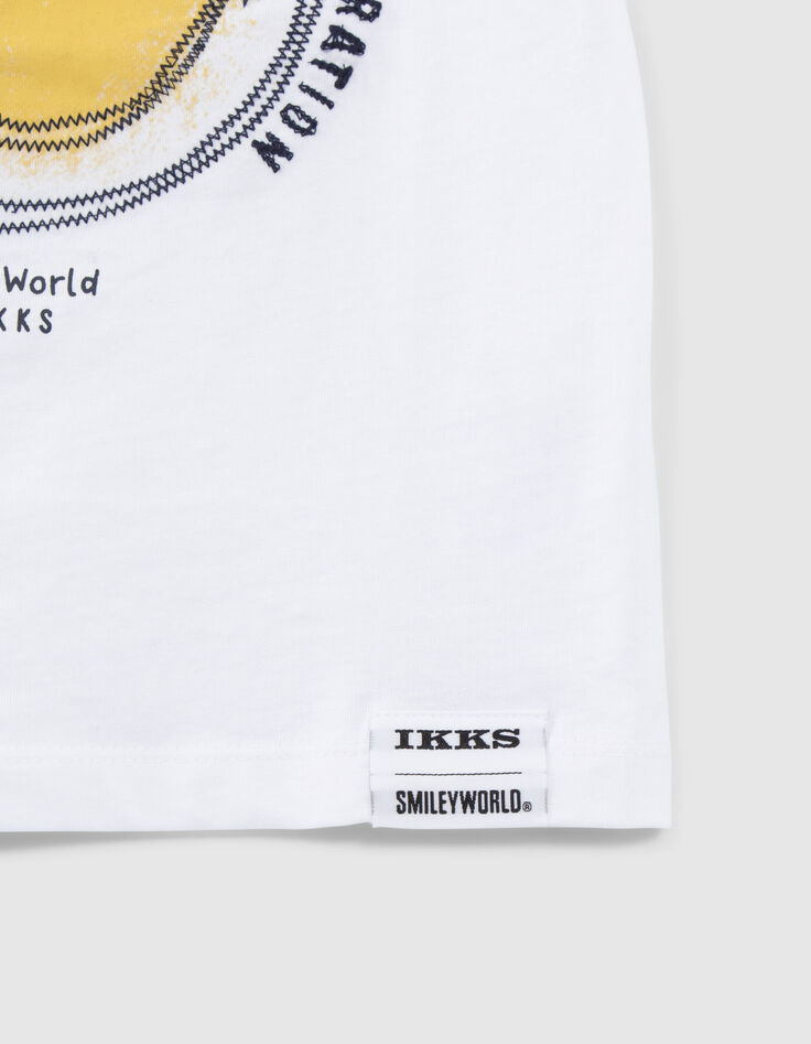 Camiseta blanca algodón print y bordado SMILEYWORLD niño-7