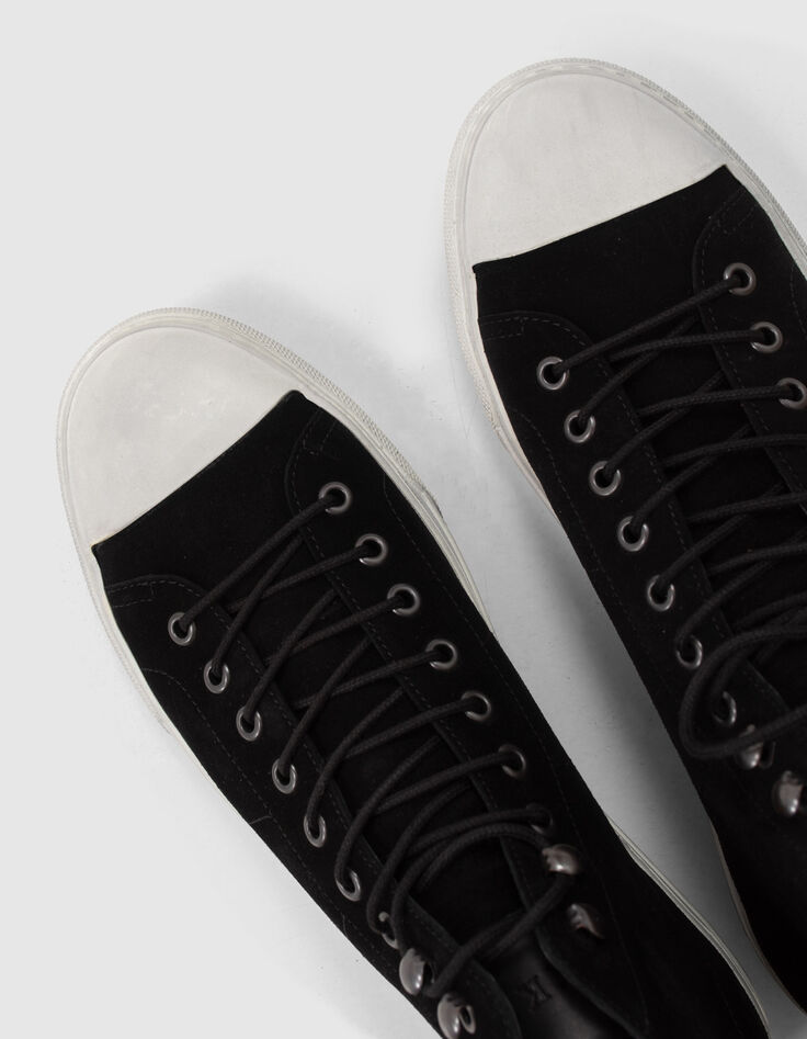 Men’s black suede high-top trainers-5