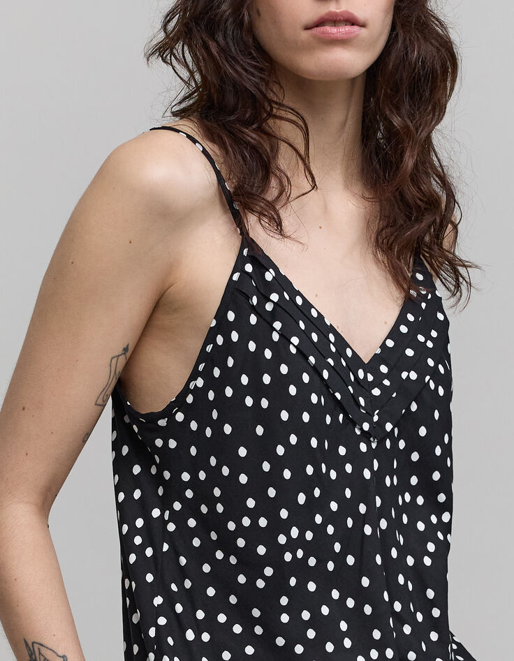 Black thin straps camisole LENZING™ ECOVERO™ polka dots-5