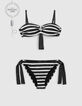 Women’s black bikini with ecru stripes and badges-6