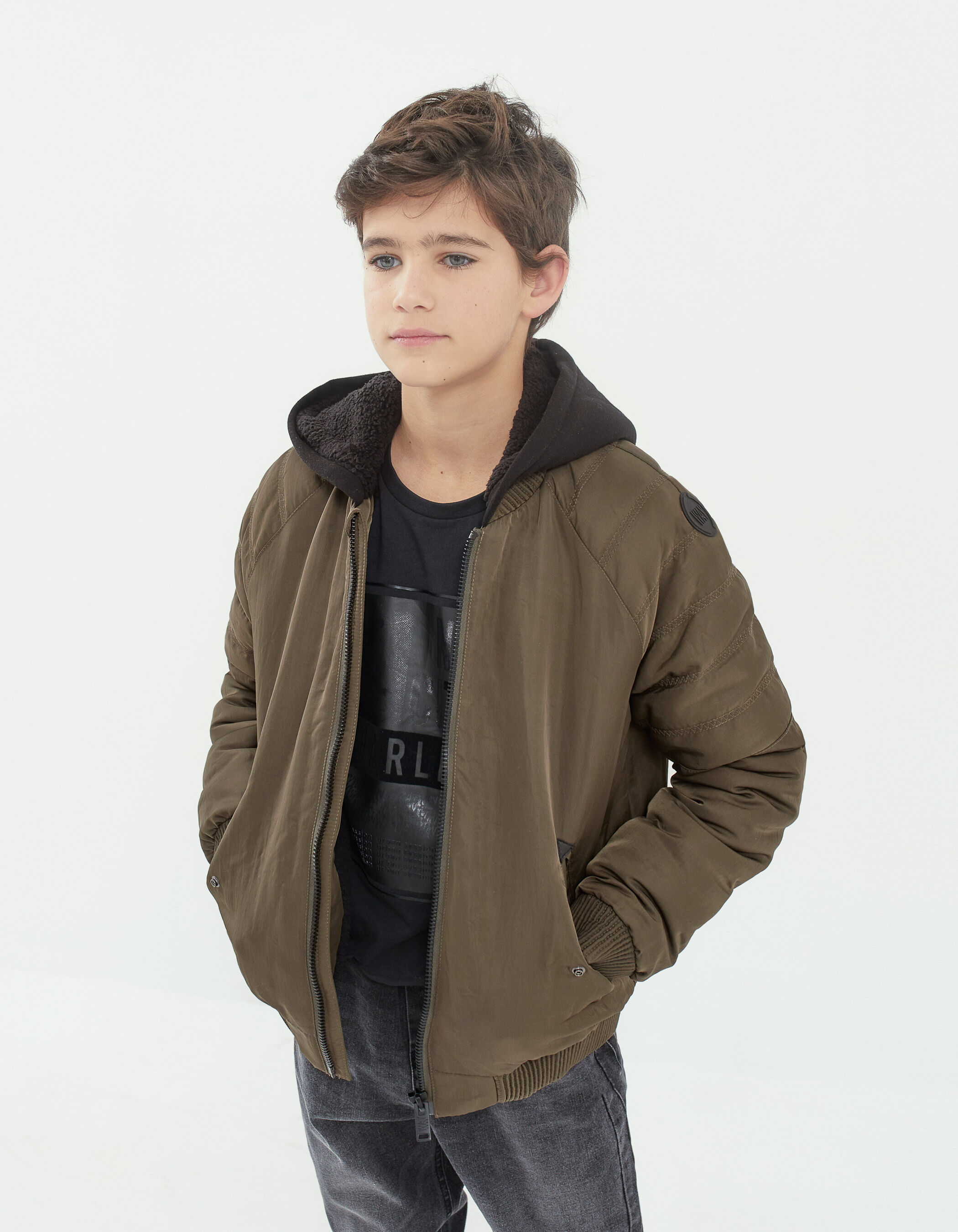 Boys hooded 2025 bomber jacket