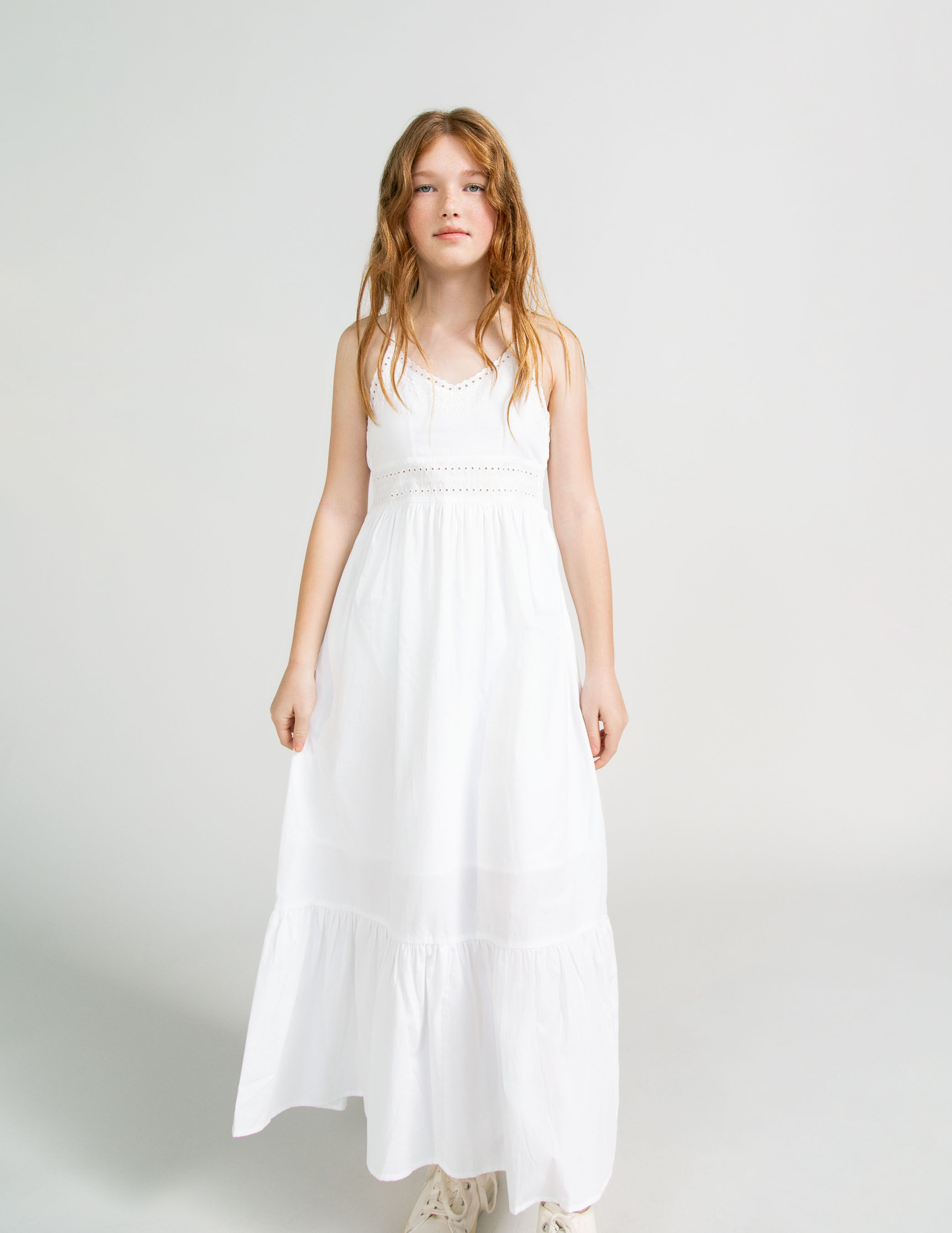 Robe longue blanche cheap broderie