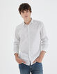 Men’s white dotted print EASY CARE SLIM shirt-1