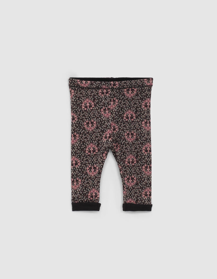 Baby girls’ black and lily reversible leggings-2