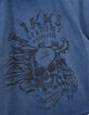 Blauw T-shirt doodshoofd op vlag achter jongens-5