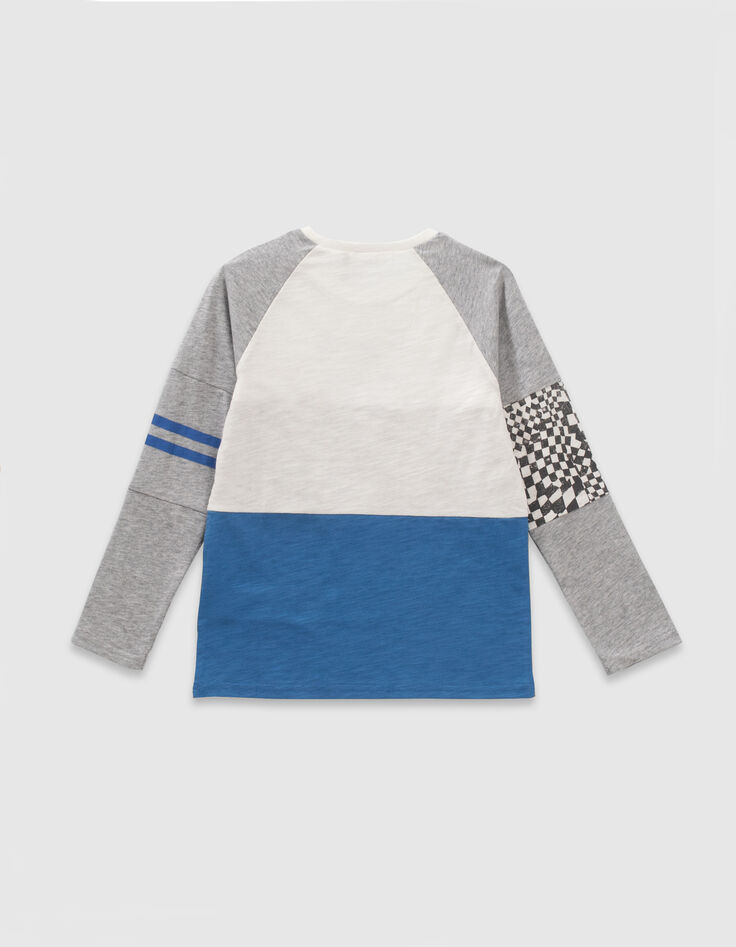Boys’ grey colour block-style organic cotton T-shirt-2