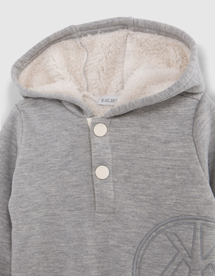 Baby boy grey maxi embroidered furry sweatshirt-2