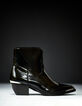Women’s black leather boots with metal bars-8