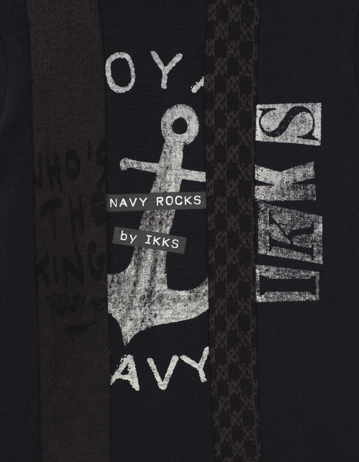 T-shirt navy avec print et découpes garçon -2