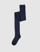 Girl's navy jacquard knit tights-1