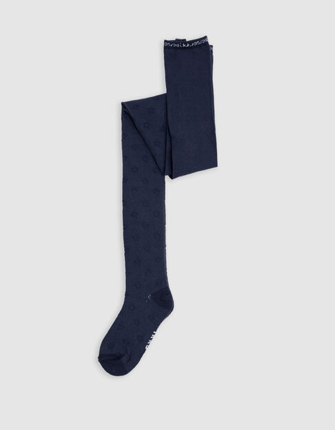 Girl's navy jacquard knit tights - IKKS