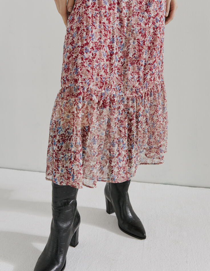 Robe longue manches courtes imprimé floral femme-4