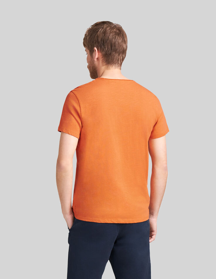 Men’s orange organic cotton Essential round-neck T-shirt-4