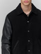 Blouson teddy noir cuir chrome free bi-matière Homme-4