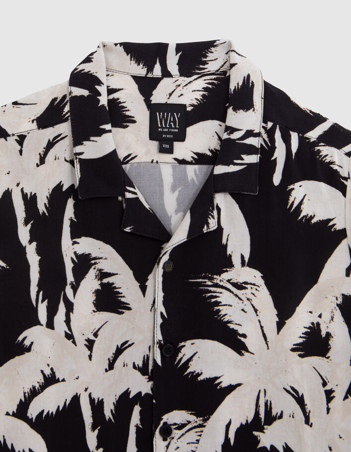 Boys’ black LENZING™ ECOVERO™ shirt with palm tree print