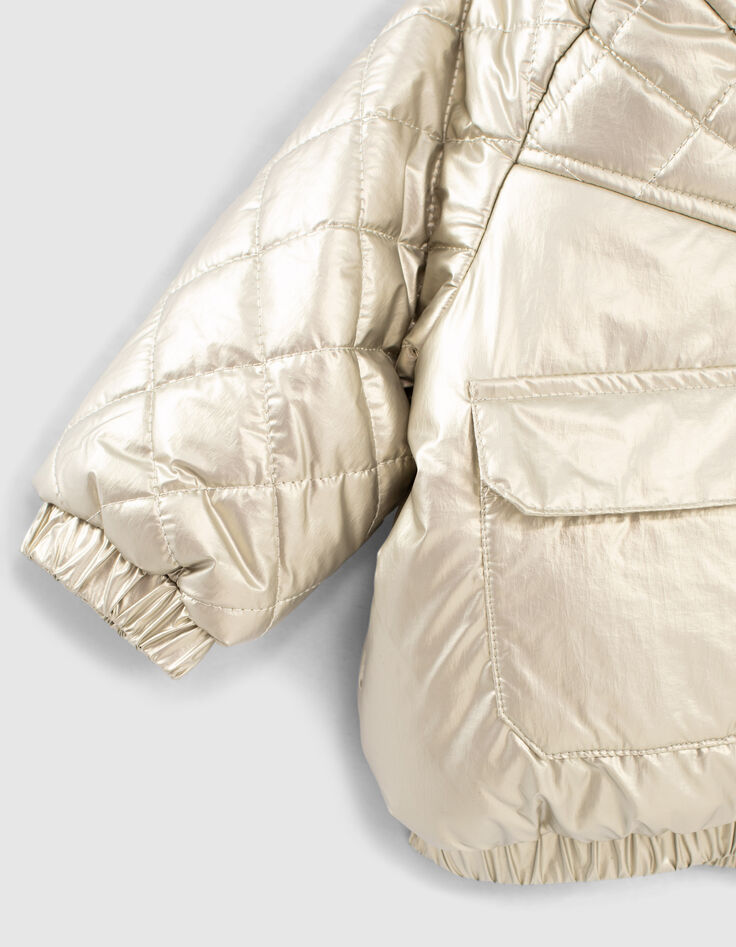 Baby girls’ champagne fur-lined padded jacket-4