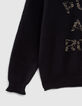 Girls’ dark navy jacquard slogan knit sweater-4