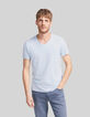 Camiseta L'Essentiel celeste algodón cuello V hombre-1