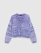 Girl's blue and pink knitted cardigan-3