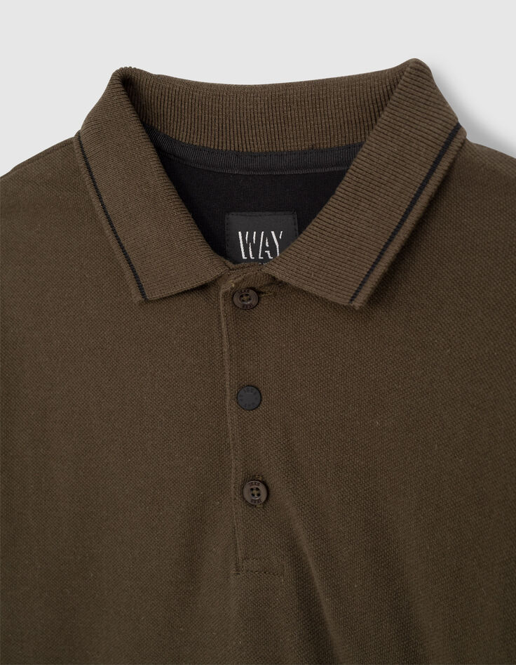 Boys’ bronze polo shirt with black jersey long sleeves-2