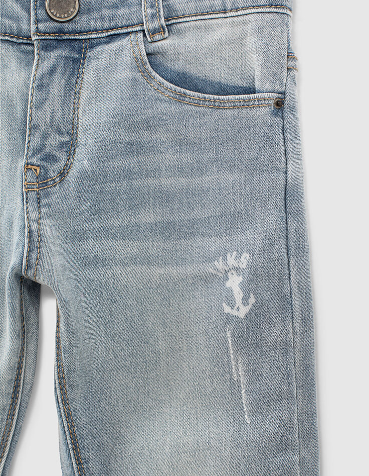 Boys’ faded blue waterless organic cotton slim jeans-5