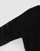 Cardigan cropped noir tricot manches ajourées fille-7