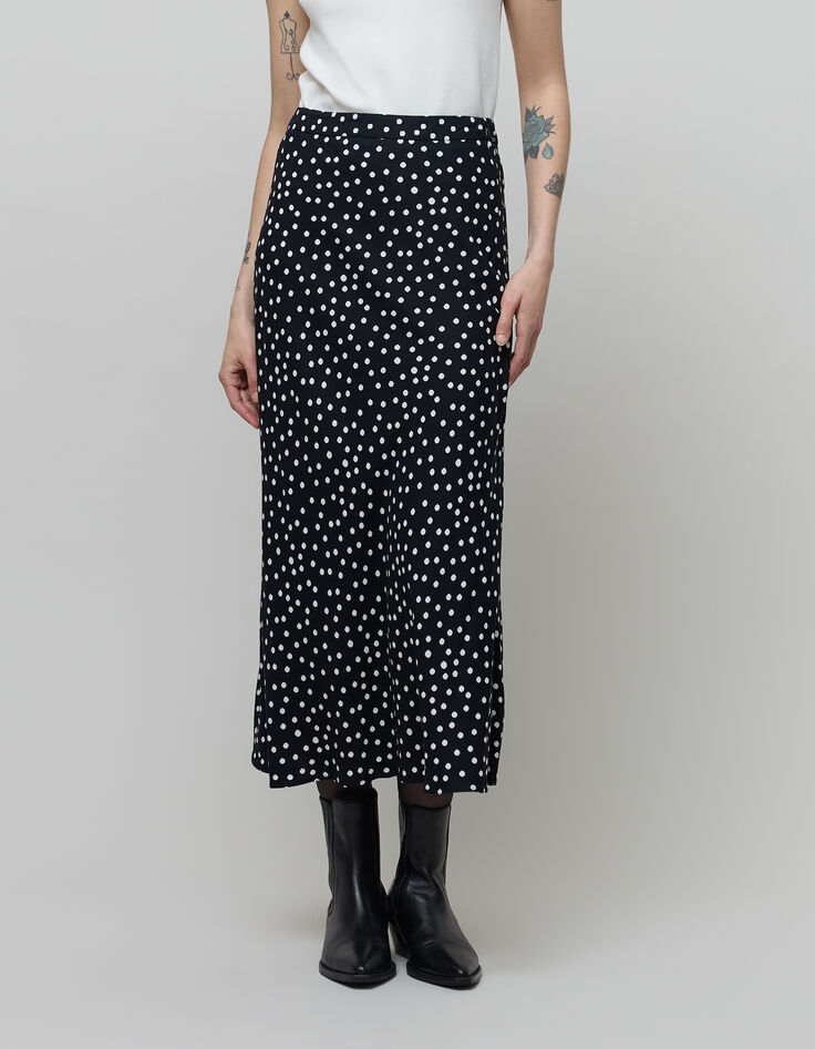 Black midi skirt LENZING™ ECOVERO™ women's polka dot print-4