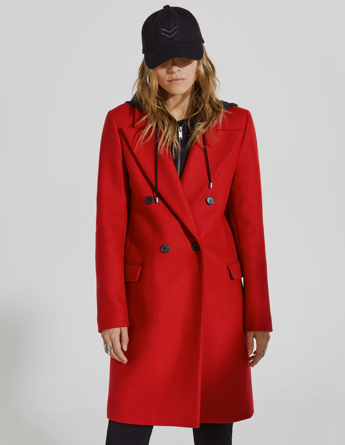 manteau long femme rouge