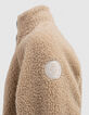 Beige gerecycled sherpa vest met rits voor jongens-7