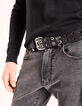 Ceinture noire en cuir perforé Homme-5