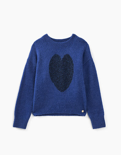 Girls’ electric blue glittery rib trim knit sweater