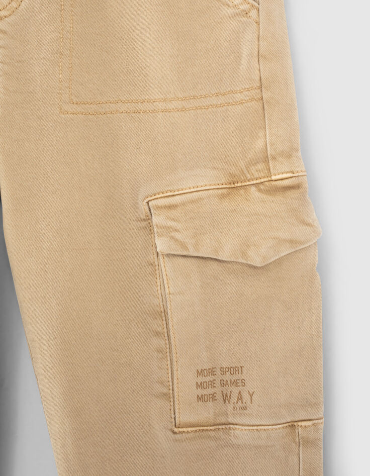 Pantalon battle caramel avec taille et bas élastiqués garçon -7