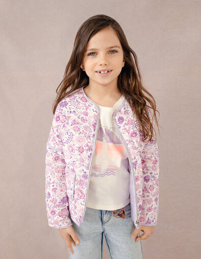 Fliederfarbene Mädchenjacke mit Blumenprint - IKKS