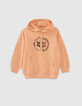 Boys’ orangey sweatshirt fabric hoodie with XL embroidery-1