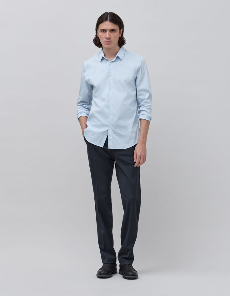 Camisa SLIM azul cielo rayas finas Hombre-2