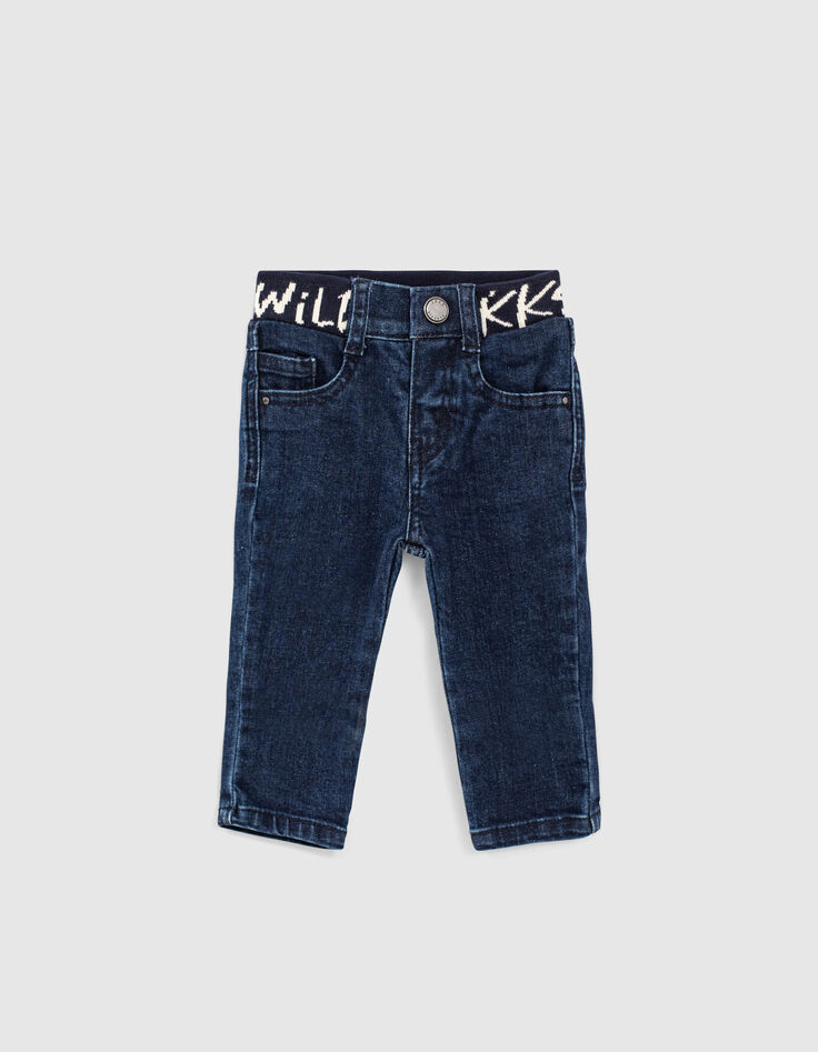 Vintage blue jeans tekst ceintuur biokatoen babyjongens-1