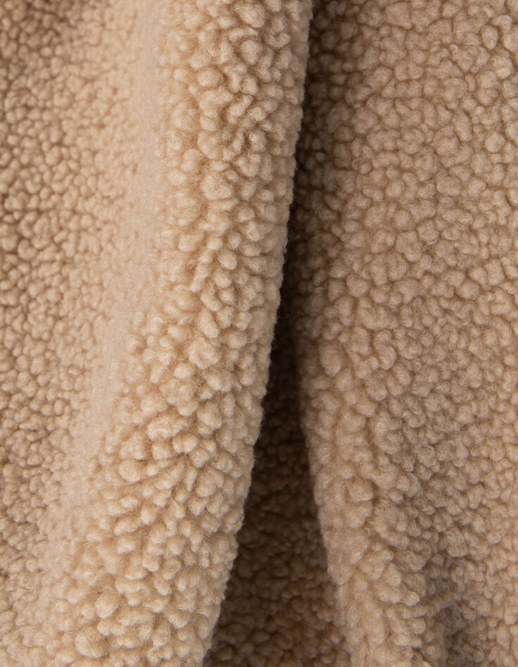 Cardigan beige sherpa recyclé poches zippées garçon-8