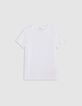 Women's ecru round-neck herringbone embroidery back tee-shirt-1