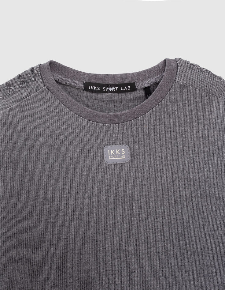 Boys’ grey sport T-shirt, embossed lettering on sleeves-2
