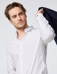 Men’s white mini-column print SLIM shirt-1